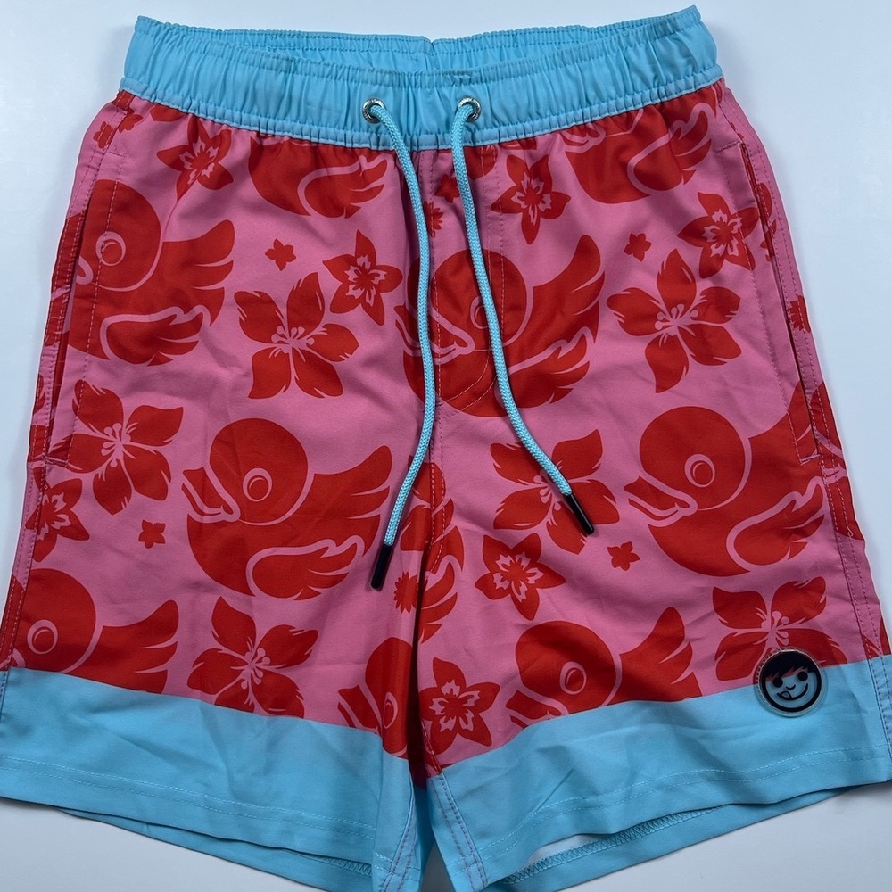 Neff Mens Pink Red Floral Duck Print Board Shorts Swim Trunks Small NEW